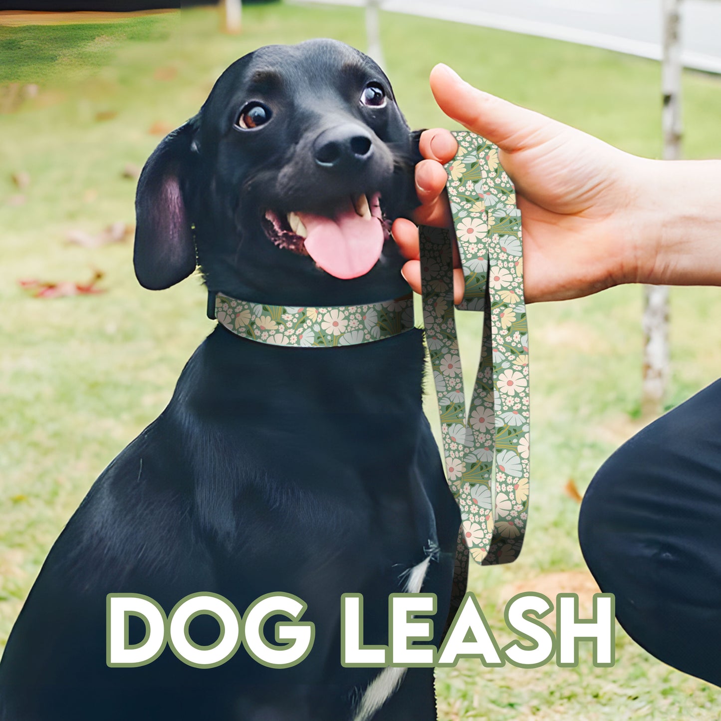 Designer Outdoor Strong Dog Leash with Wild Daisy Design