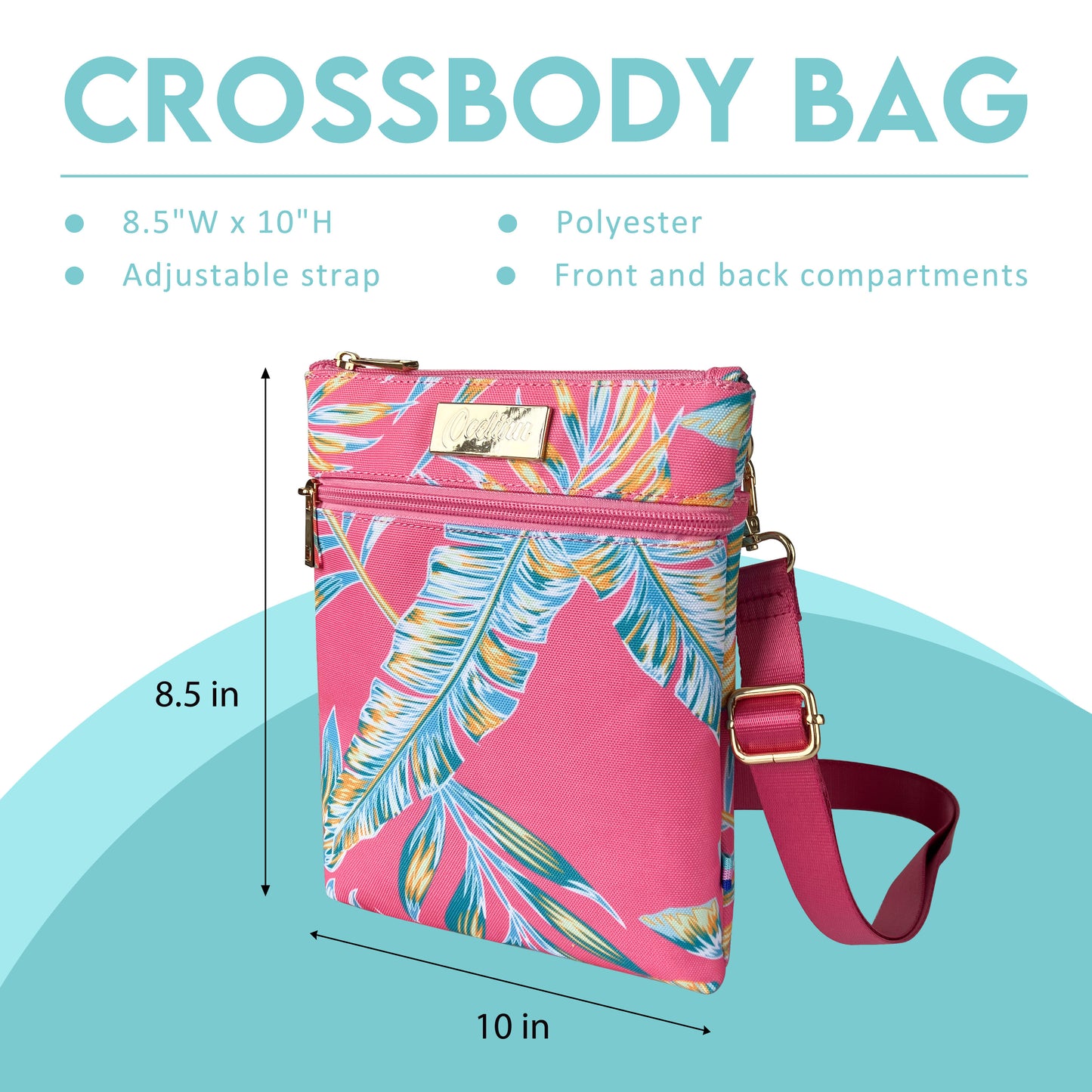 Teal Crossbody Bag with Sea Turtles Design