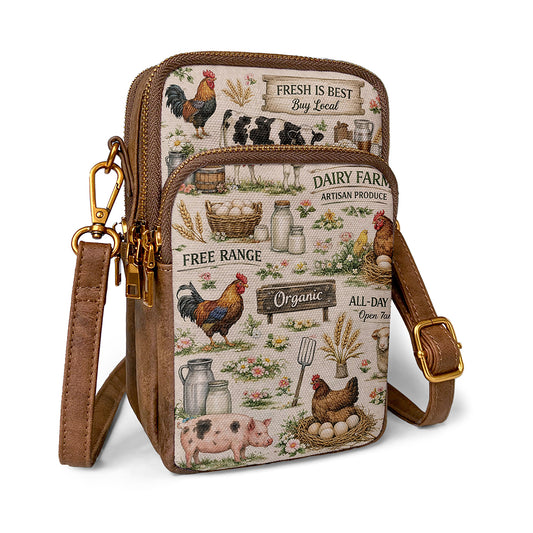 Fancy Farm sling shows farm animals and tractor