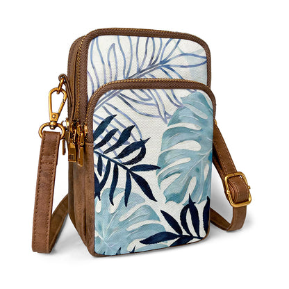 Tropical leaves phone bag attracts nature lovers