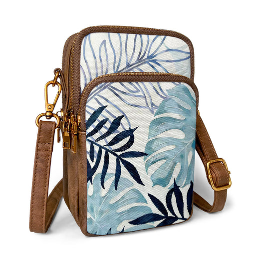 Tropical leaves phone bag attracts nature lovers