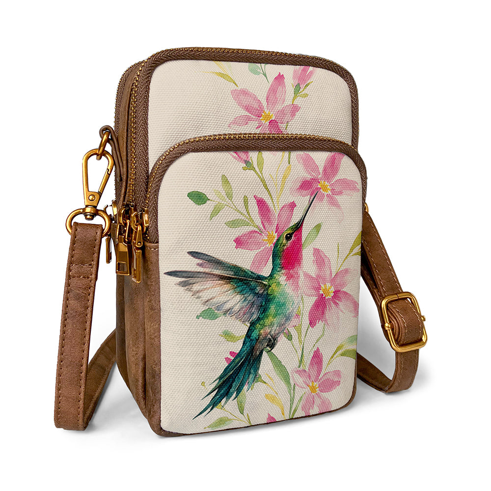 Hummingbird canvas phone bag makes a colorful gift