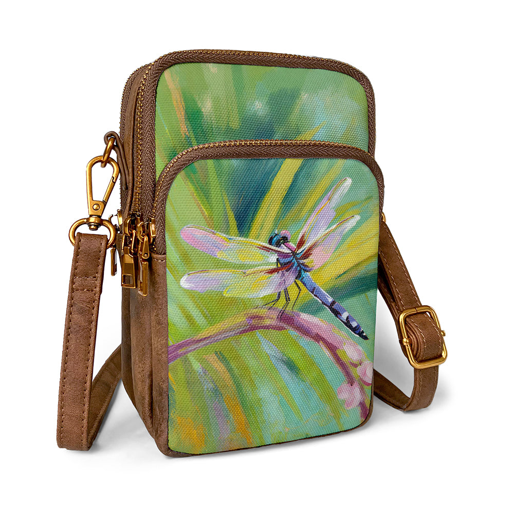 Dragonfly oil painting cellphone bag