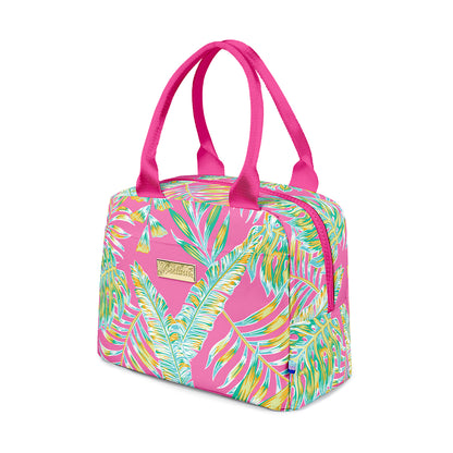 Green Fern Design Pink Lunch Bags for Women