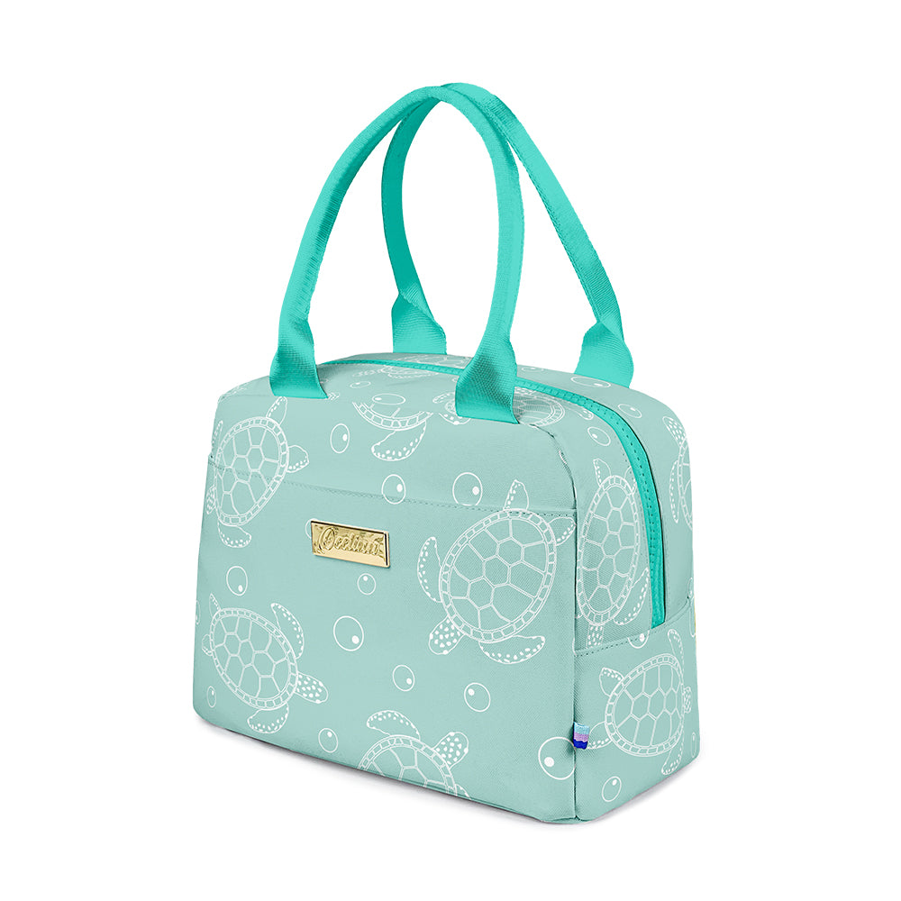 Sea Turtles Design Teal Insulated Lunch Bag