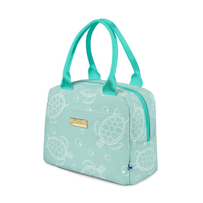 Sea Turtles Design Teal Insulated Lunch Bag