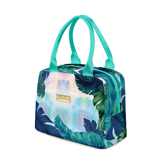 Tropical Green Leaves Lunch Bag with Front Compartment & Long-Term Insulation