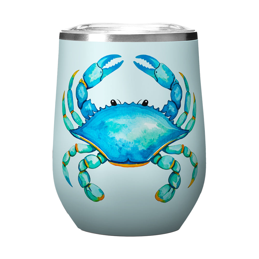 12oz Insulated Wine Tumbler with Adorable Blue Crab Design