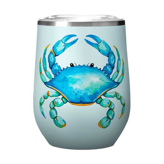 12oz Insulated Wine Tumbler with Adorable Blue Crab Design