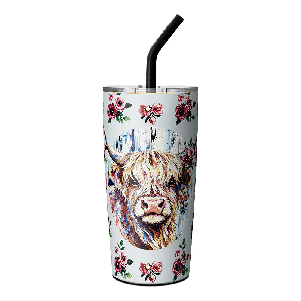 Highland Cows Design 20oz Tumbler Insulated Cups with Lids