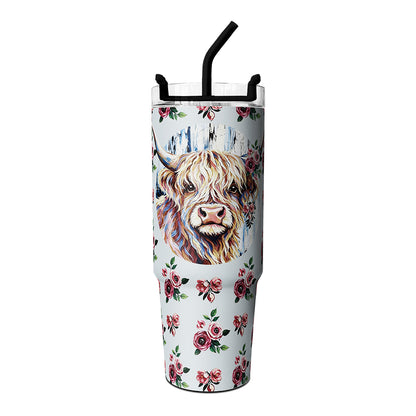 Highland Cows Design 30oz Tumbler personalized cups with lids