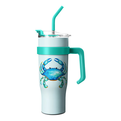 Adorable Blue Crab Design 40 oz tumbler with handle