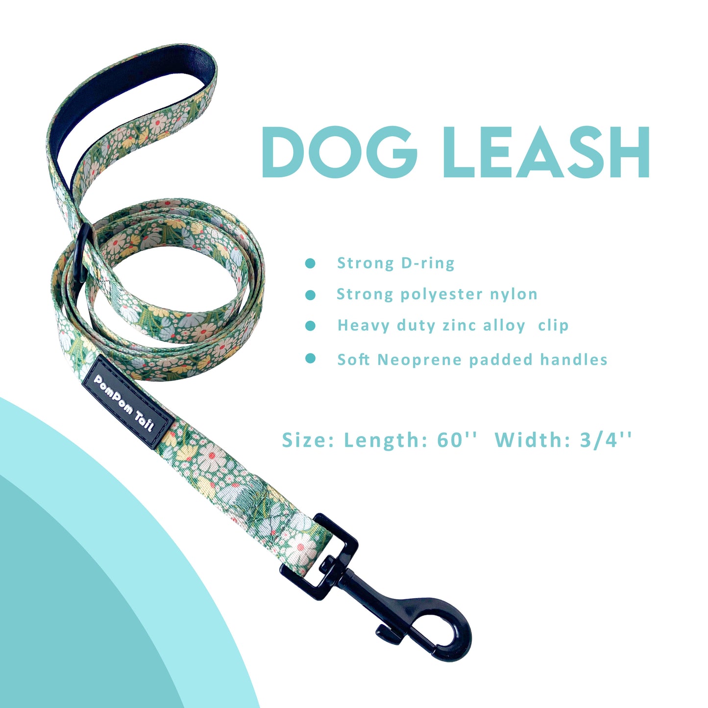 Designer Outdoor Strong Dog Leash with Wild Daisy Design
