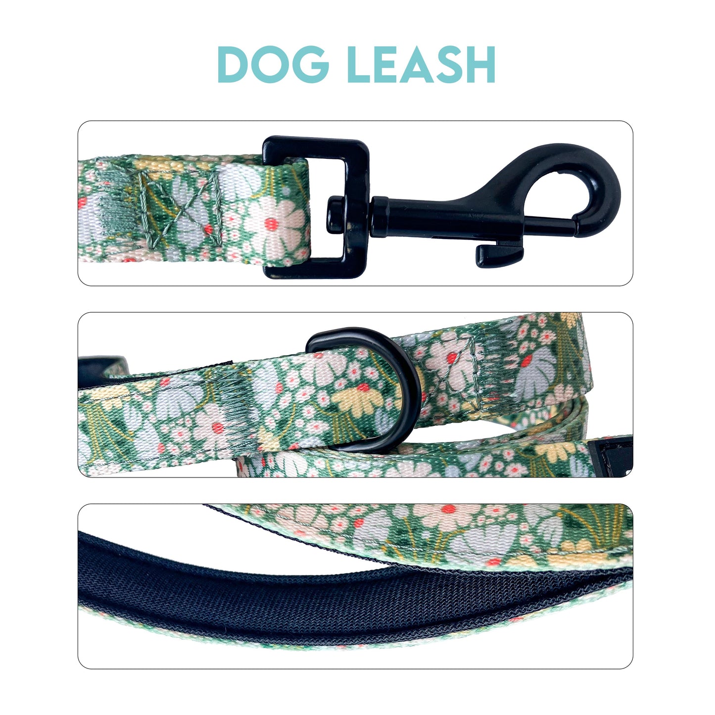 Designer Outdoor Strong Dog Leash with Wild Daisy Design