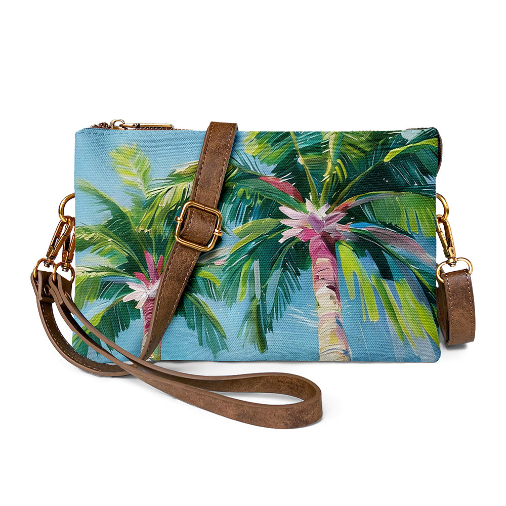 Comfortably Textured Vintage Palm Tree  Crossbody Bag for Everyday Use