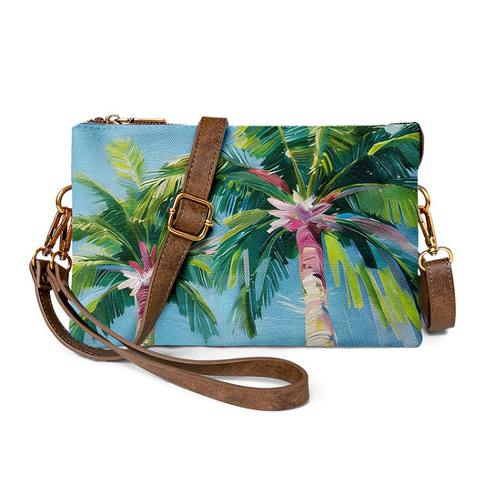 Comfortably Textured Vintage Palm Tree  Crossbody Bag for Everyday Use