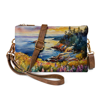 Coast crossbody shows a calm coastal scene