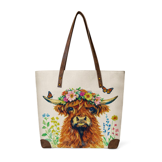Highland Cow Shaggy Tote brings farmhouse charm