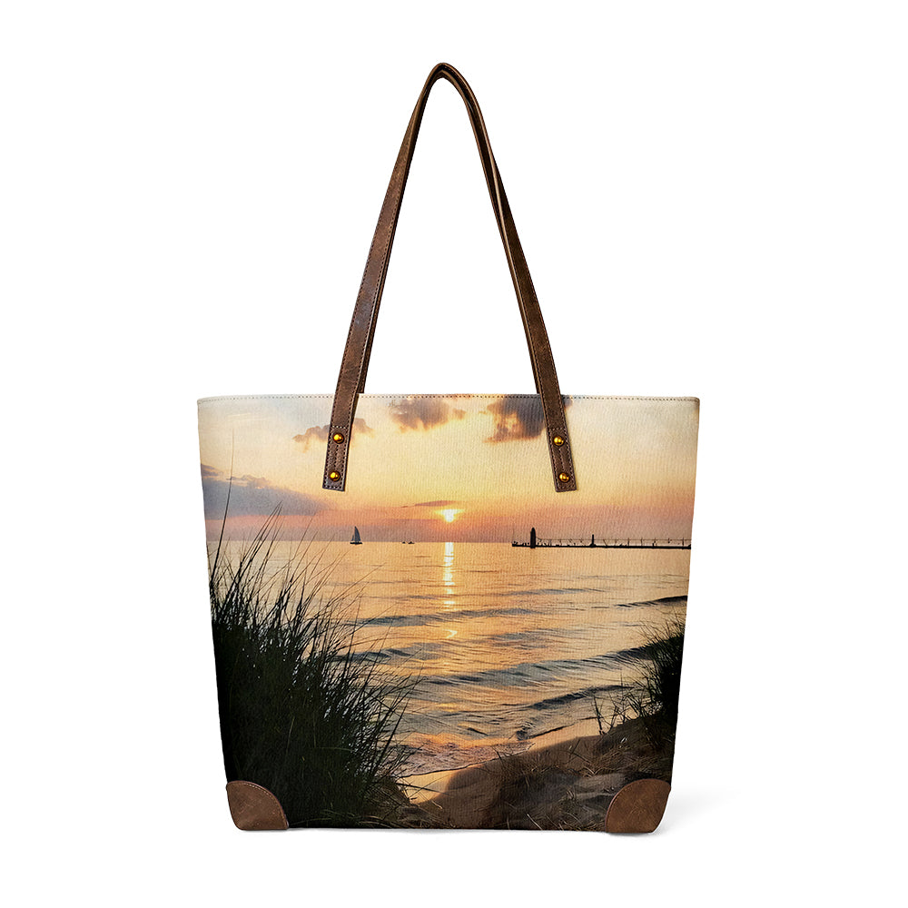 Sunset Canvas Tote brings calm coastal charm