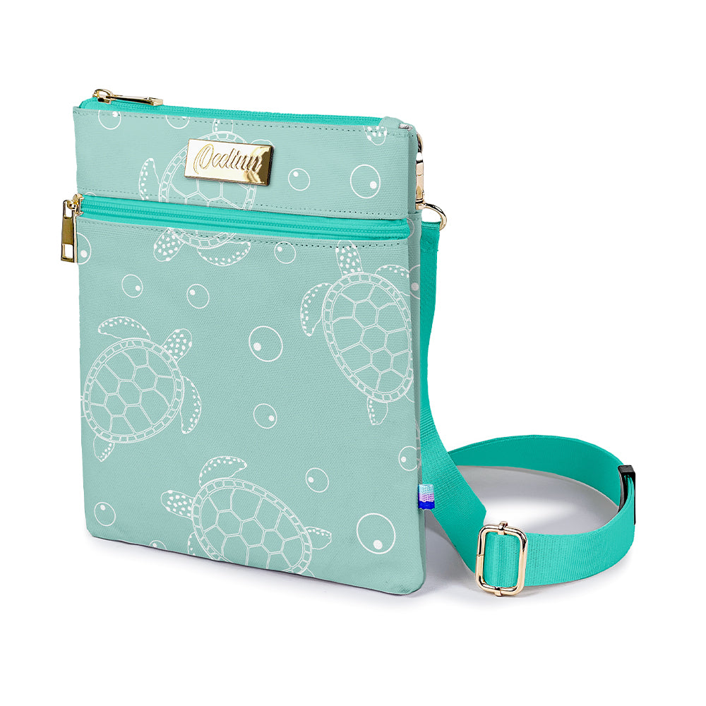 Teal Crossbody Bag with Sea Turtles Design