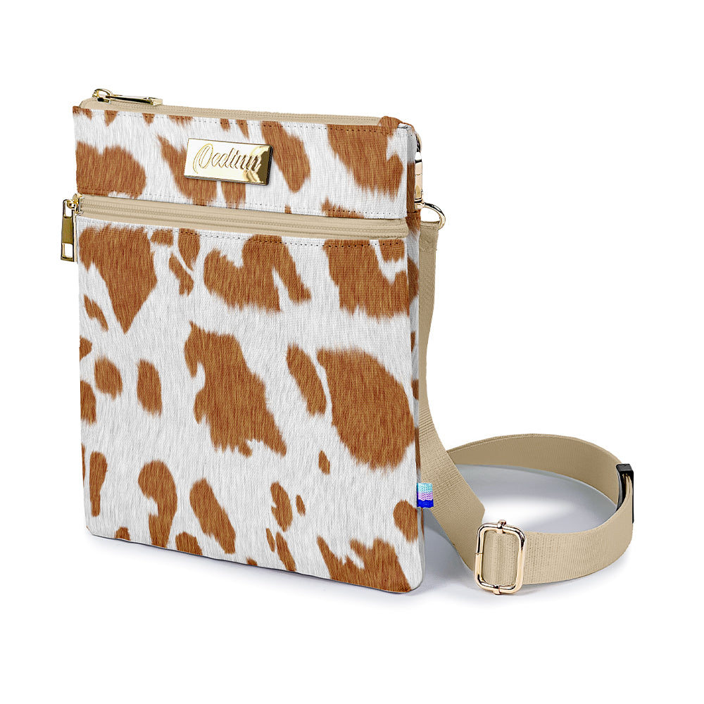 Star Leopard Crossbody Bag with Front and Back Compartments