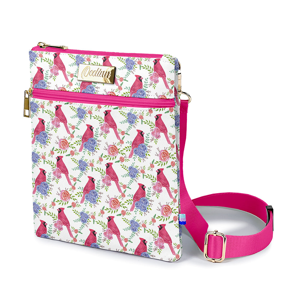 Hot Pink Rose Cardinals Crossbody Bag for Travel or Daily Use