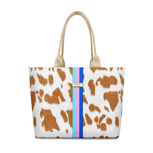 Leopard Print Beach Tote with Heavy-Duty Zippers