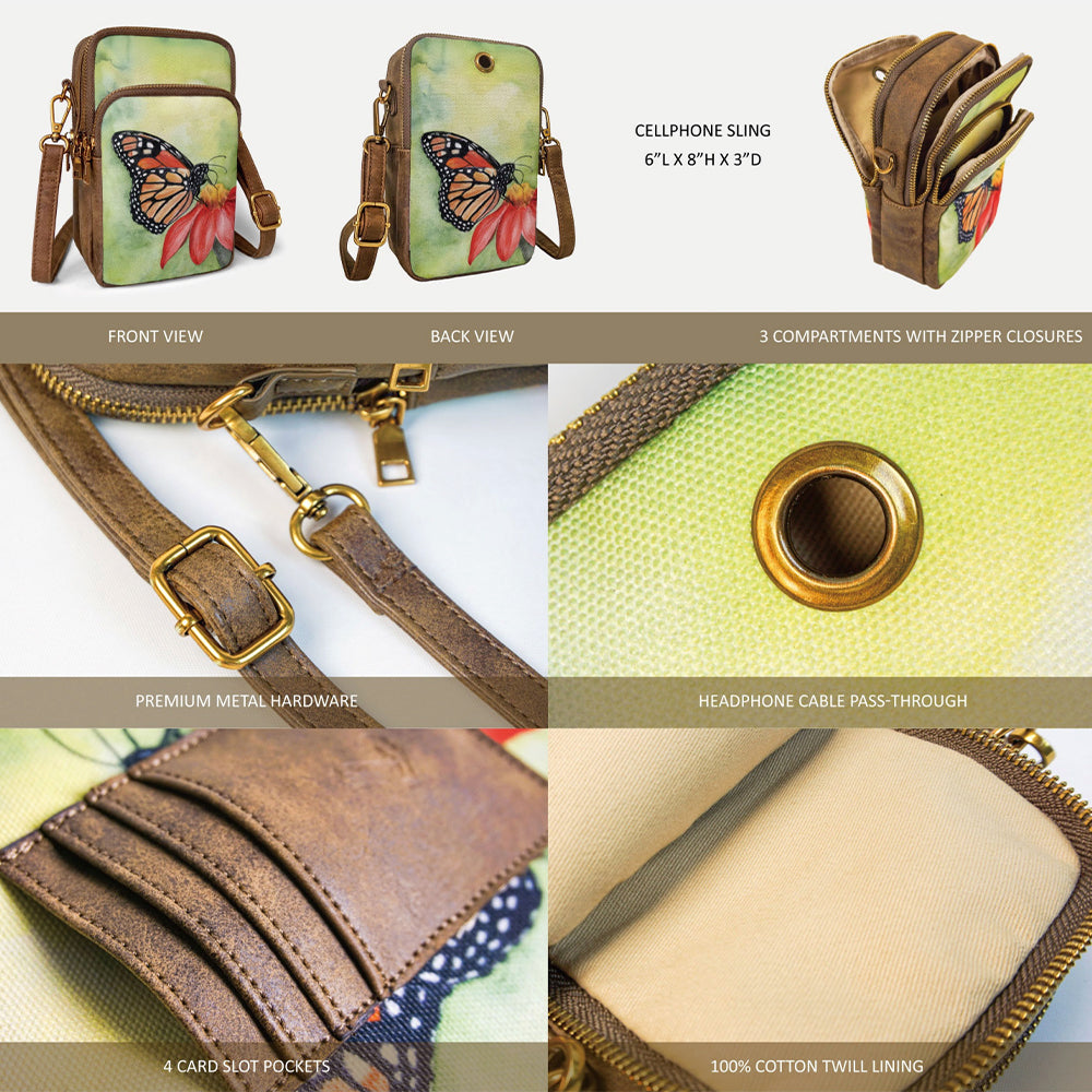 Sunflower canvas phone bag makes a cheerful gift