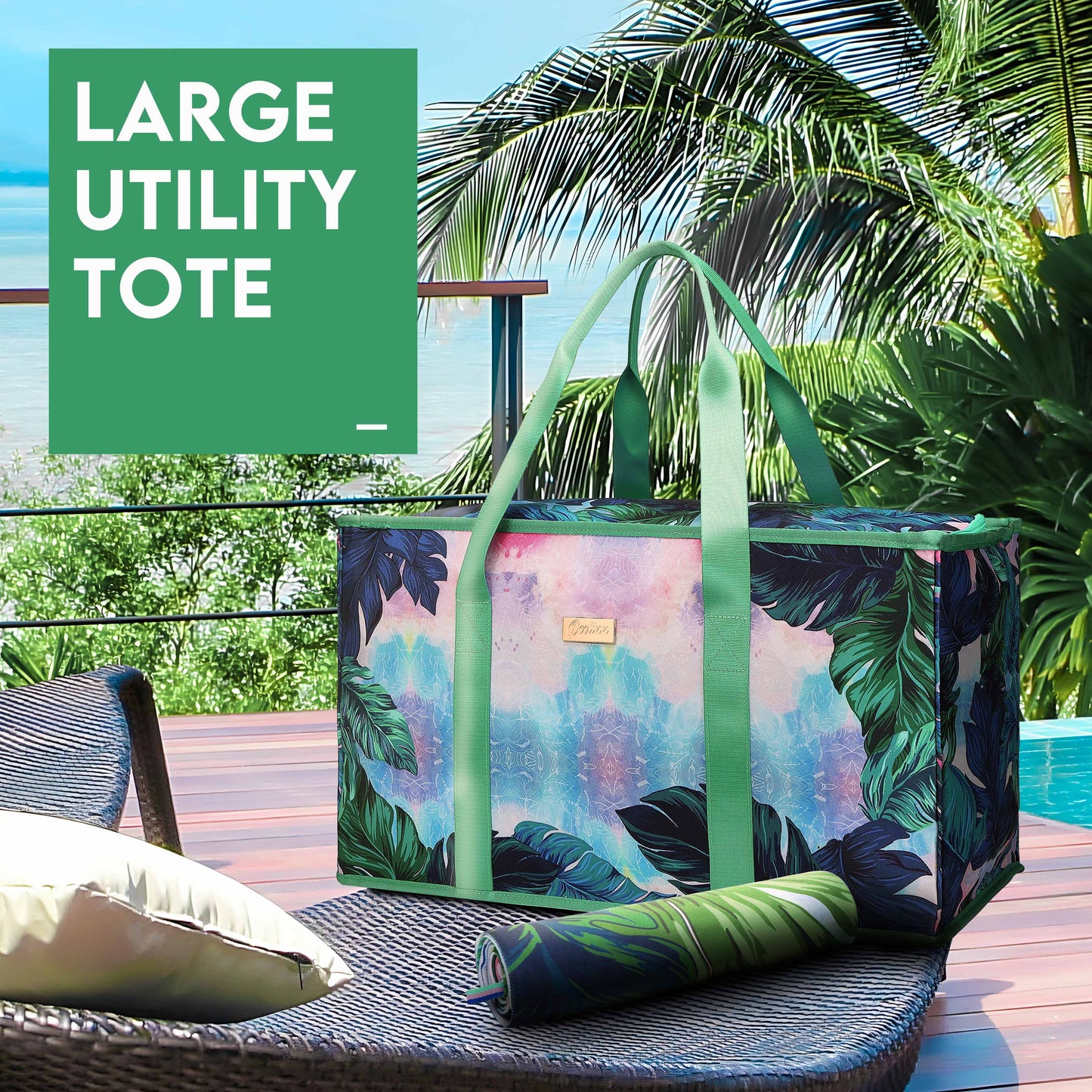 Water-Resistant Large Utility Tote with Lid - Colored Nebula, Extra Capacity